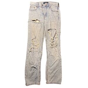 Aeropostale 90s Baggy High Waisted Distressed Light Wash Jeans Size 2 Reg